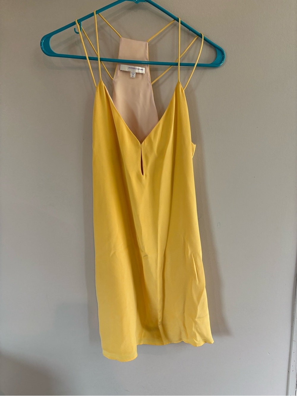 ☀️Gorgeous Summer  Lavender Brown Yellow Spaghetti-Strap Slip Silk Dress